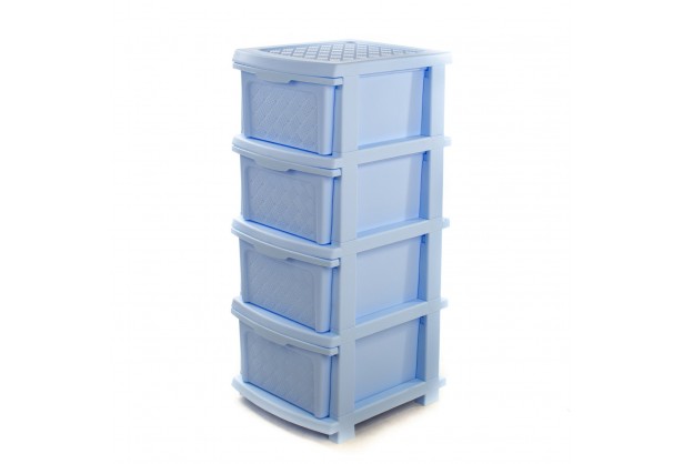 Комод пластиковый на 4 ящика R-Plastic "Компакт Плюс", Голубой