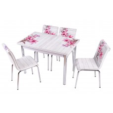Комплект обеденной мебели Розовая Азалия (раскладной стол 110*70 см и 4 стула)