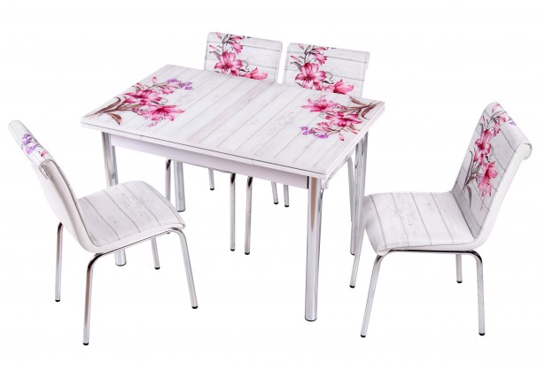 Комплект обеденной мебели Розовая Азалия (раскладной стол 110*70 см и 4 стула)