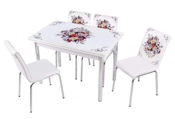 Комплект обеденной мебели Букет (раскладной стол 110*70 см и 4 стула)