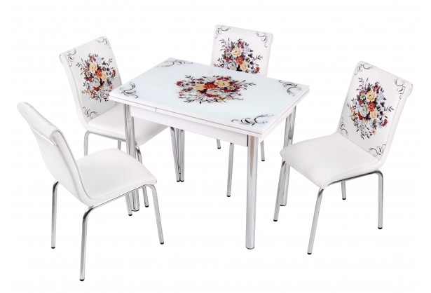Комплект обеденной мебели Букет (раскладной стол 90*60 см и 4 стула)