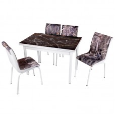 Комплект обеденной мебели Черный Мрамор (раскладной стол 110*70 см и 4 стула)