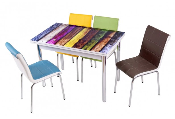 Комплект обеденной мебели Цветное Дерево (раскладной стол 110*70 см и 4 стула)