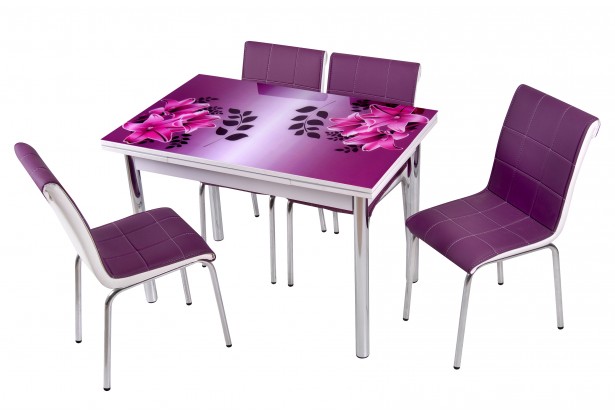 Комплект обеденной мебели Фиолетовая Орхидея (раскладной стол 110*70 см и 4 стула)