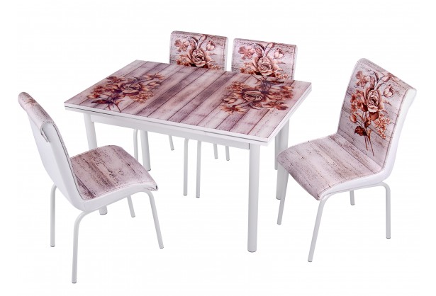 Комплект обеденной мебели Коричневая Азалия (раскладной стол 110*70 см и 4 стула)