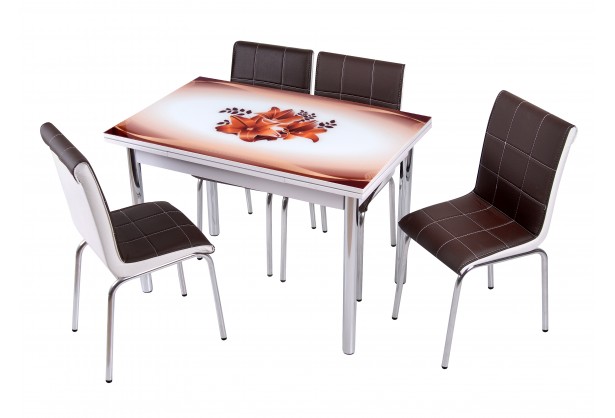 Комплект обеденной мебели Коричневая Орхидея (раскладной стол 110*70 см и 4 стула)