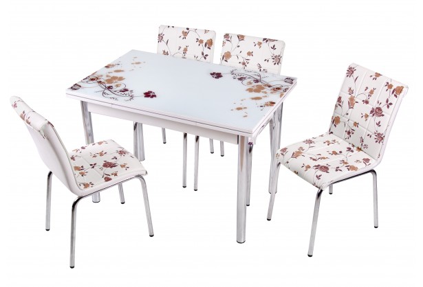 Комплект обеденной мебели Коричневый Цветок (раскладной стол 110*70 см и 4 стула)