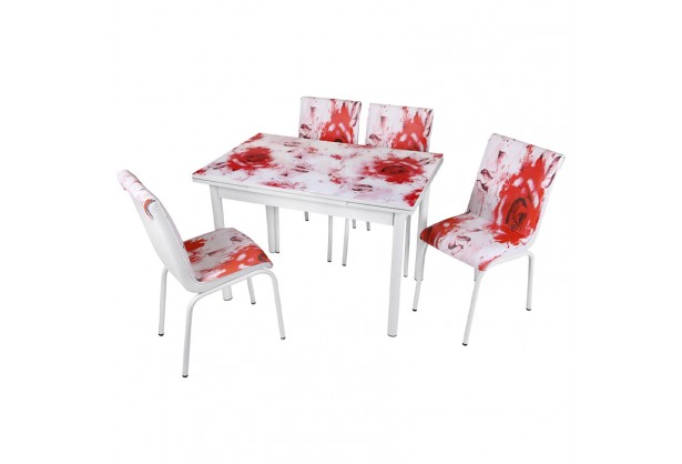 Комплект обеденной мебели Красная Роза (раскладной стол 110*70 см и 4 стула)