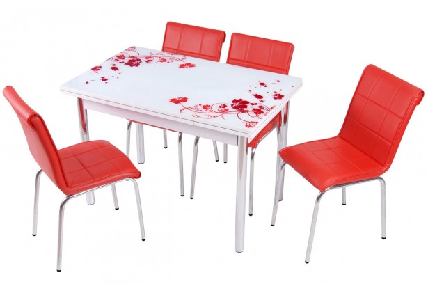 Комплект обеденной мебели Красный Цветок (раскладной стол 110*70 см и 4 стула)