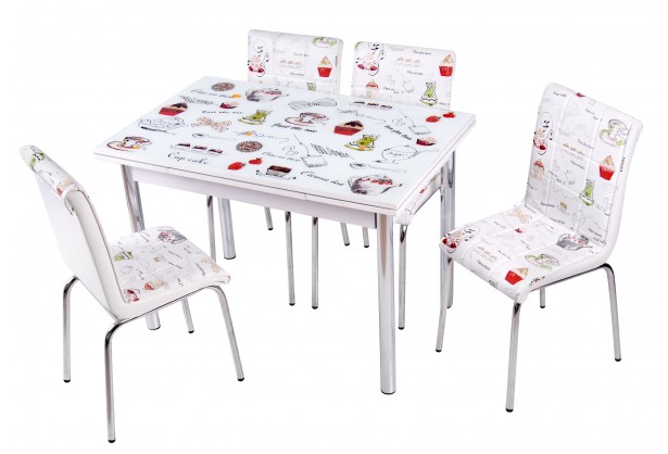 Комплект обеденной мебели Латте (раскладной стол 110*70 см и 4 стула)