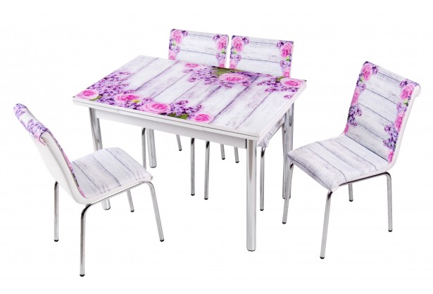 Комплект обеденной мебели Лаванда (раскладной стол 110*70 см и 4 стула)
