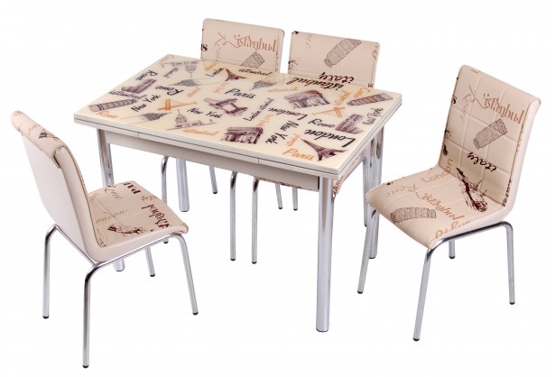 Комплект обеденной мебели Париж (раскладной стол 110*70 см и 4 стула)