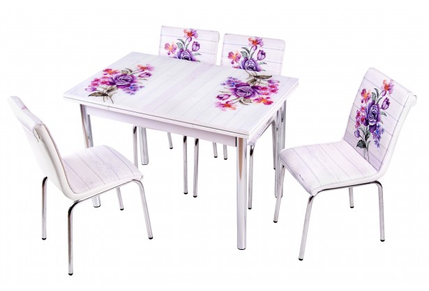 Комплект обеденной мебели Пурпурная Азалия (раскладной стол 110*70 см и 4 стула)