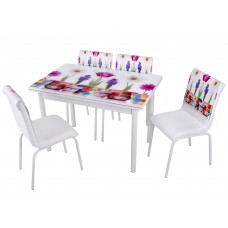 Комплект обеденной мебели Ромашка (раскладной стол 110*70 см и 4 стула)