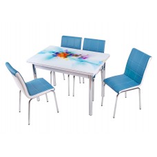 Комплект обеденной мебели Синий Цветок (раскладной стол 110*70 см и 4 стула)