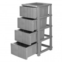 Комод пластиковый на 4 ящика R-Plastic РОТАНГ серый 